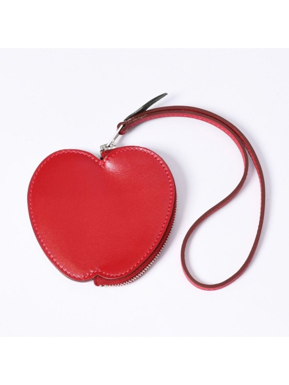 Hermes Apple Charm Coin Purse Tutti Frutti Porte Monnaie Red Silver